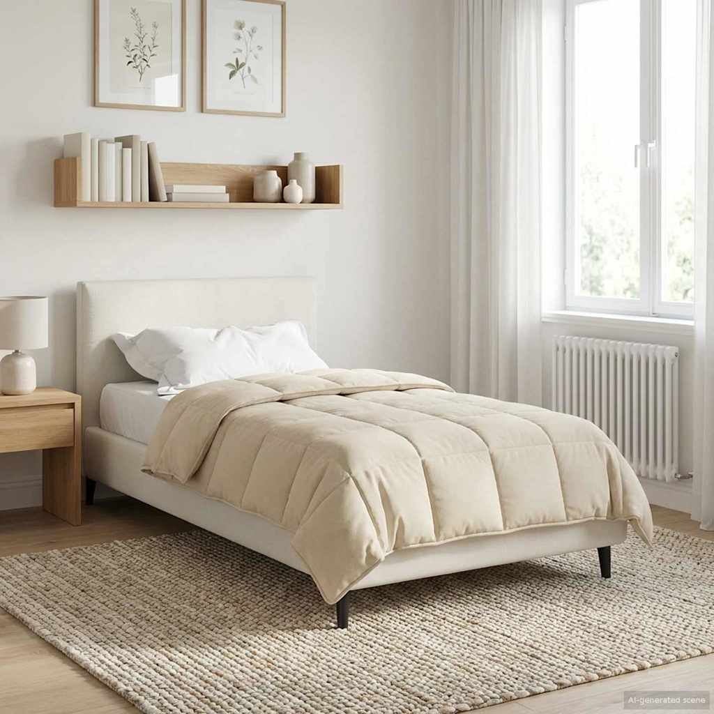 vidaXL Letni Kołdra Kremowy 135 x 200 cm Mikrofibra i Fleece Teddy