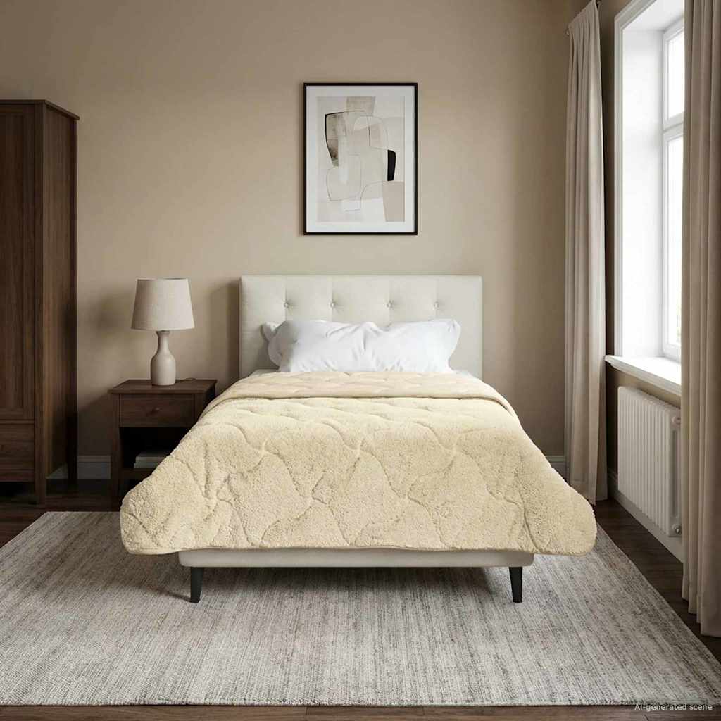 vidaXL Letni Kołdra Kremowy 135 x 200 cm Mikrofibra i Fleece Teddy