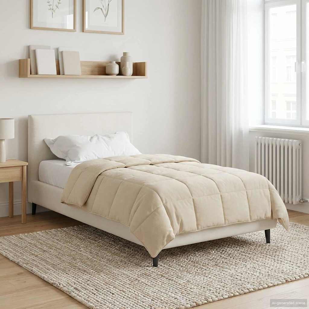 vidaXL Letni Kołdra Kremowy 140 x 200 cm Mikrofibra i Fleece Teddy