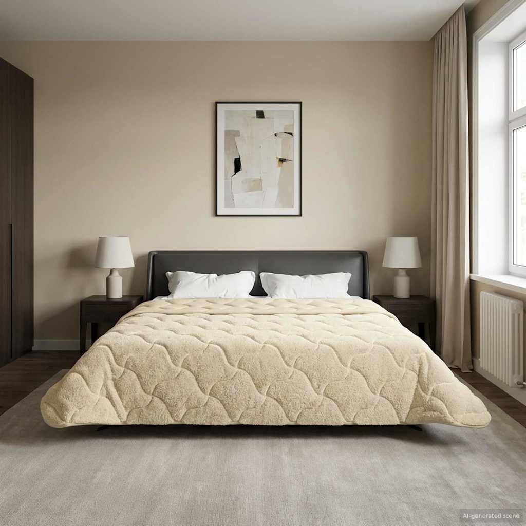 vidaXL Letni Kołdra Kremowy 200 x 200 cm Mikrofibra i Fleece Teddy