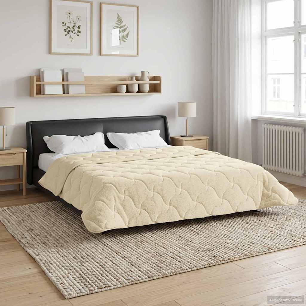 vidaXL Letni Kołdra Kremowy 200 x 240 cm Mikrofibra i Fleece Teddy
