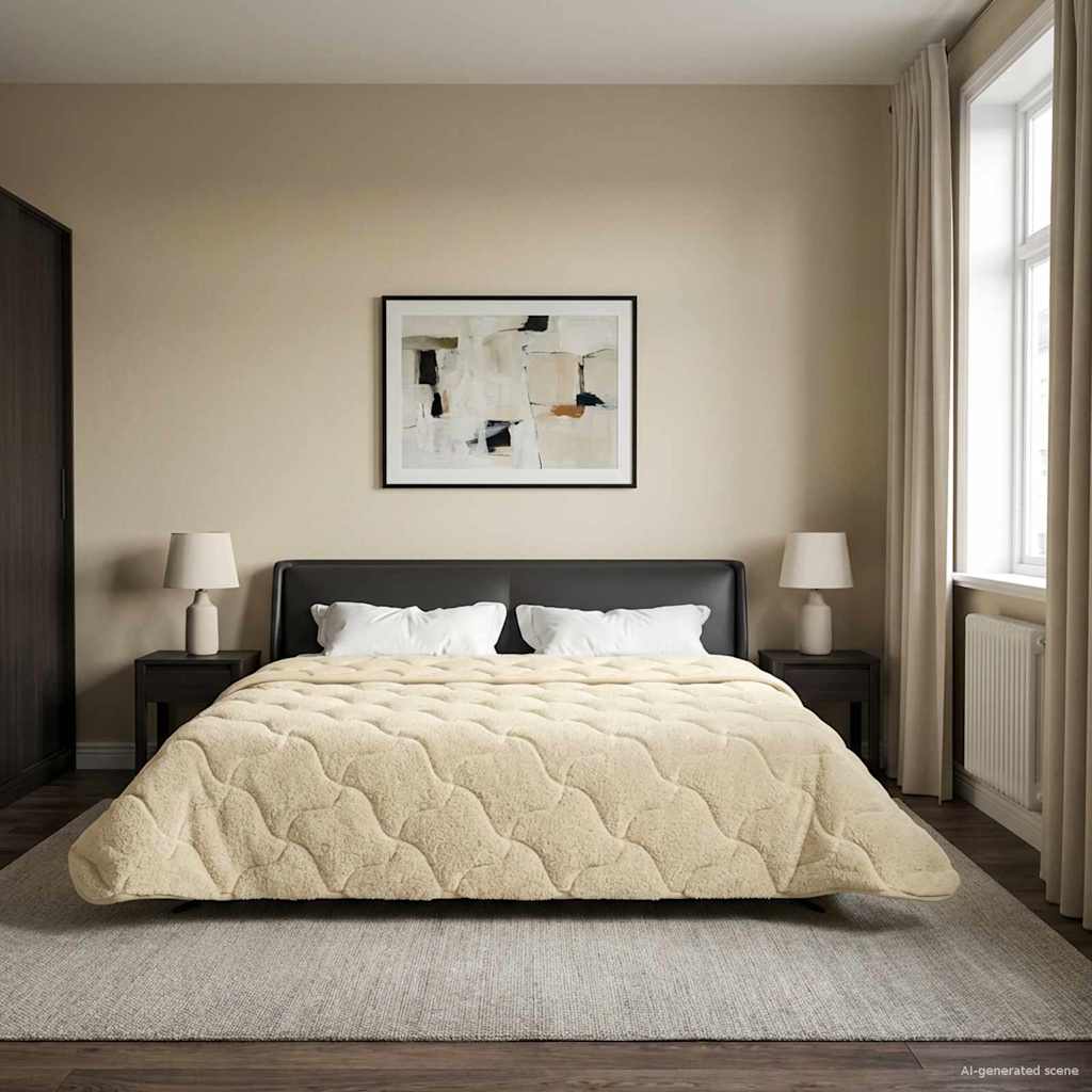 vidaXL Letni Kołdra Kremowy 200 x 240 cm Mikrofibra i Fleece Teddy