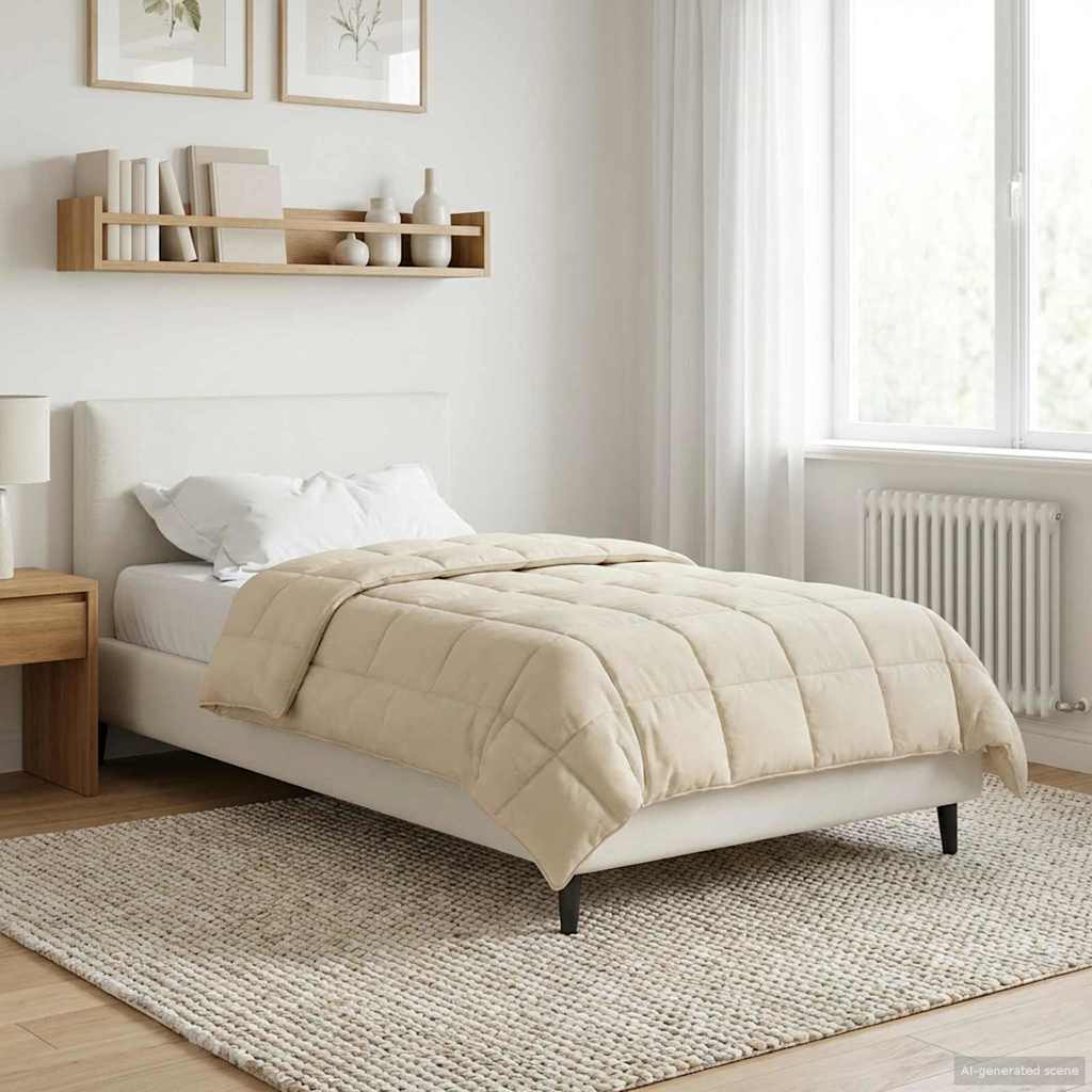vidaXL Letni Kołdra Kremowy 140 x 220 cm Mikrofibra i Fleece Teddy