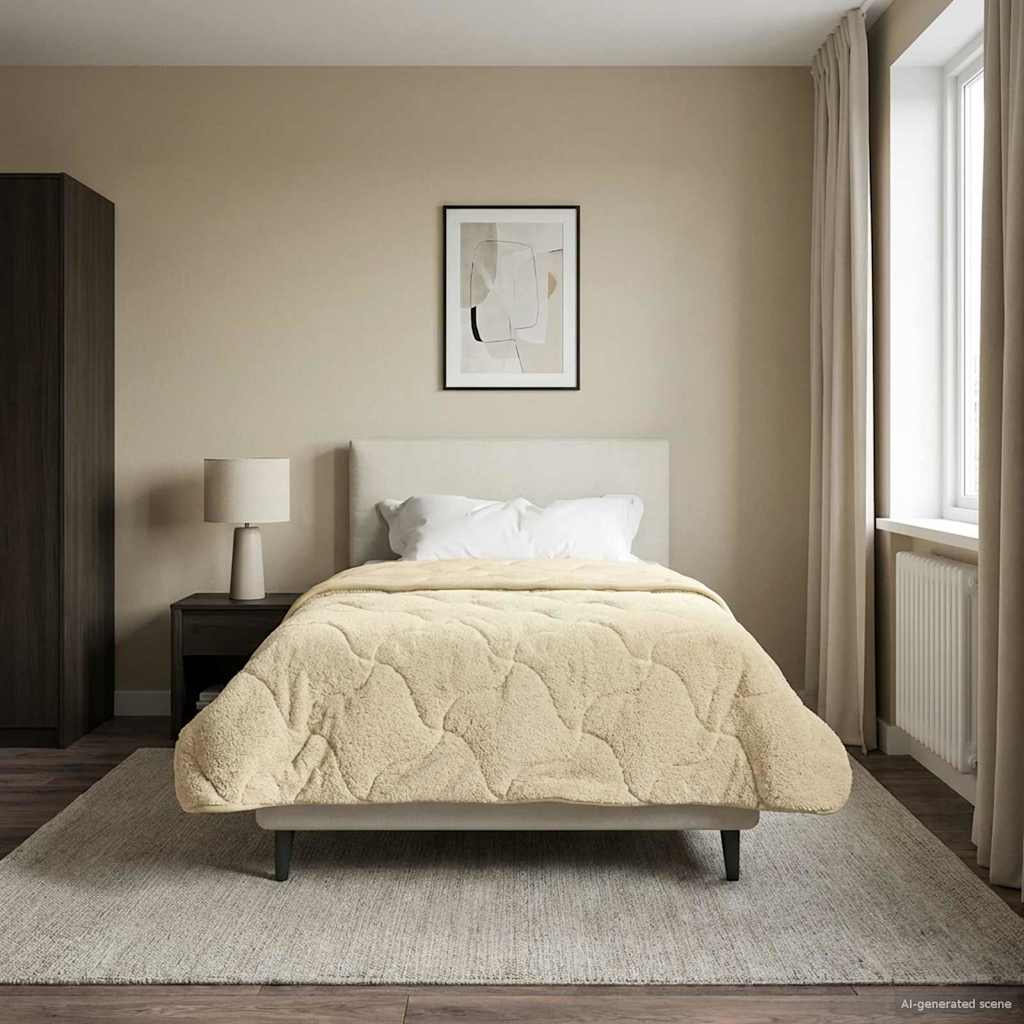 vidaXL Letni Kołdra Kremowy 140 x 220 cm Mikrofibra i Fleece Teddy