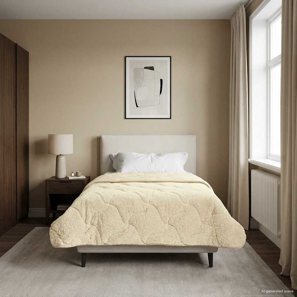 vidaXL Letni Kołdra Kremowy 155 x 220 cm Mikrofibra i Fleece Teddy