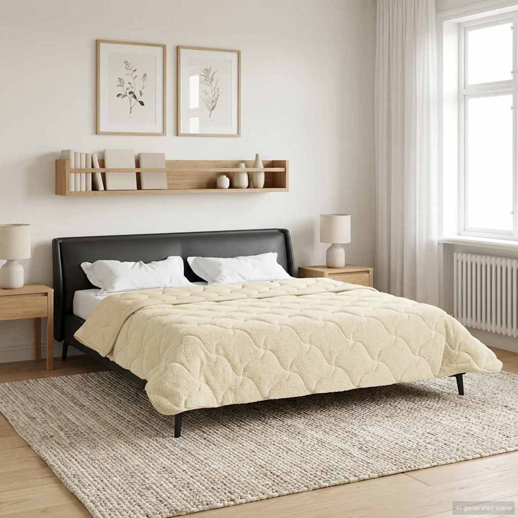 vidaXL Letni Kołdra Kremowy 200 x 220 cm Mikrofibra i Fleece Teddy