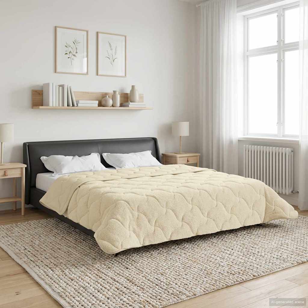 vidaXL Letni Kołdra Kremowy 240 x 260 cm Mikrofibra i Fleece Teddy