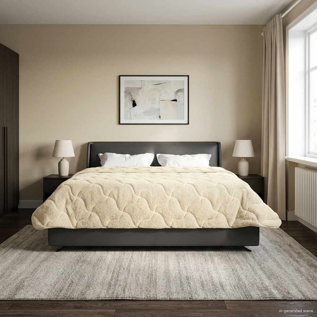 vidaXL Letni Kołdra Kremowy 240 x 260 cm Mikrofibra i Fleece Teddy