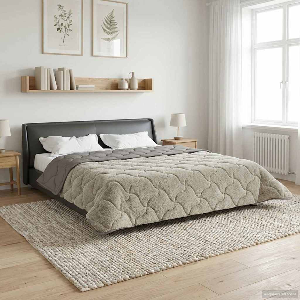 vidaXL Kołdra na cały rok Kwiłtowany Jasnoszary 200 x 200 cm