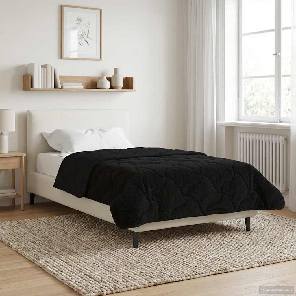 vidaXL Kołdra na cały rok Kwiłtowany Czarny 140 x 220 cm