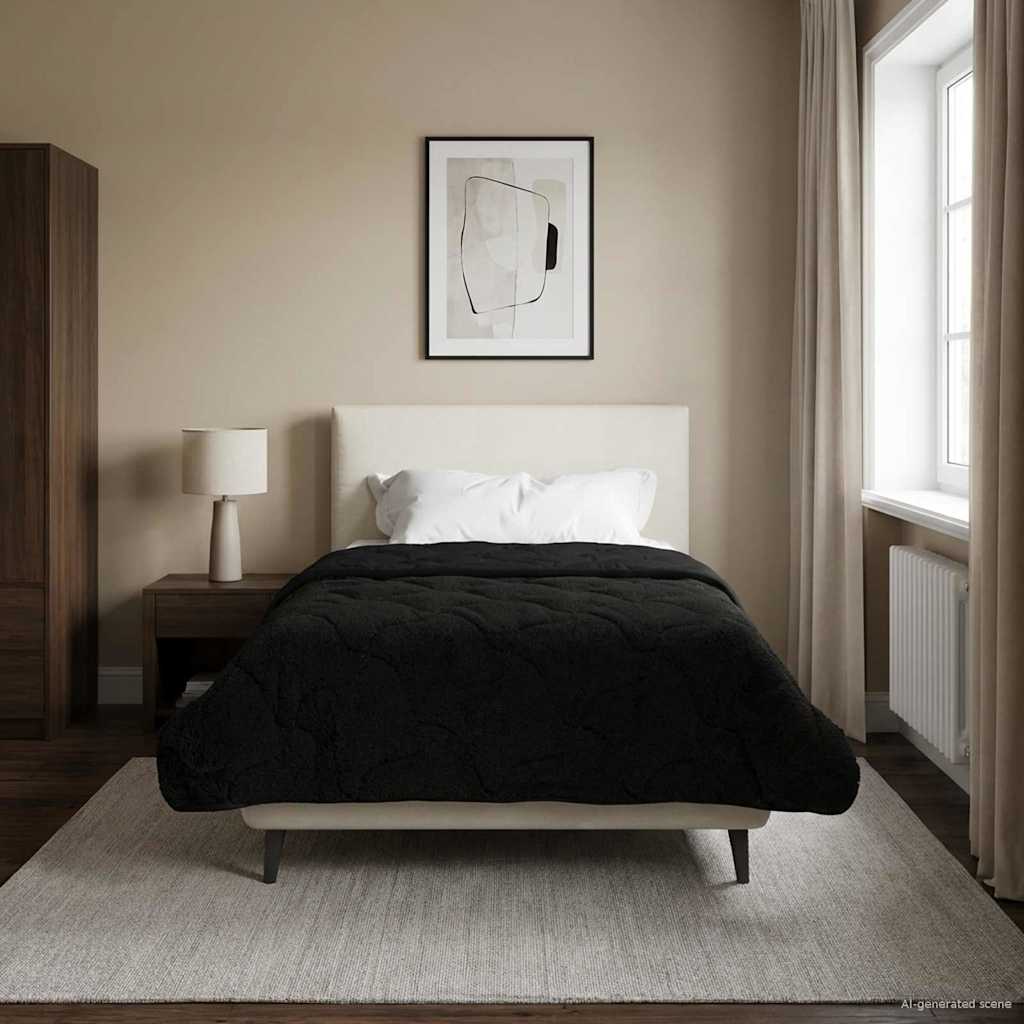 vidaXL Kołdra na cały rok Kwiłtowany Czarny 140 x 220 cm