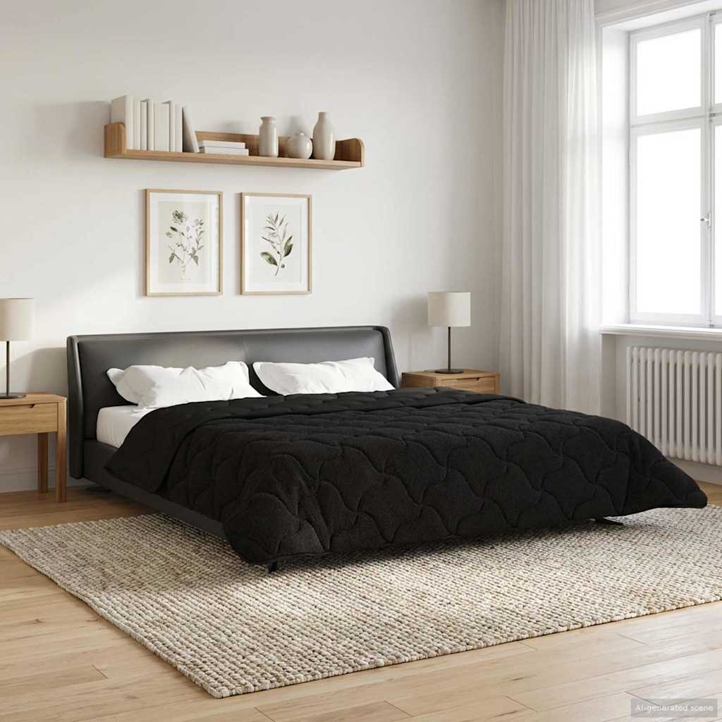 vidaXL Kołdra na cały rok Kwiłtowany Czarny 200 x 200 cm
