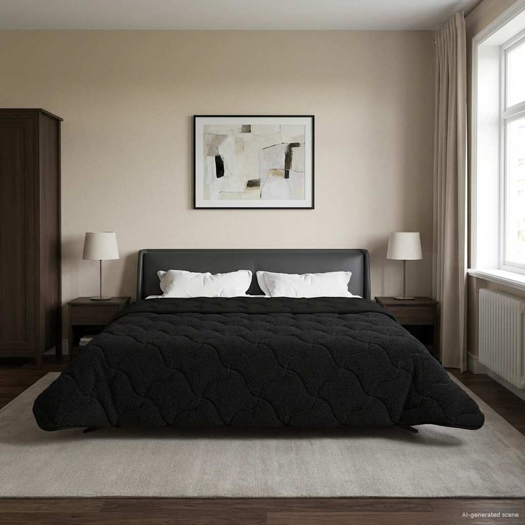 vidaXL Kołdra na cały rok Kwiłtowany Czarny 200 x 200 cm
