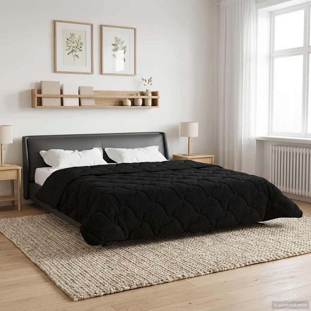 vidaXL Kołdra na cały rok Kwiłtowany Czarny 200 x 240 cm
