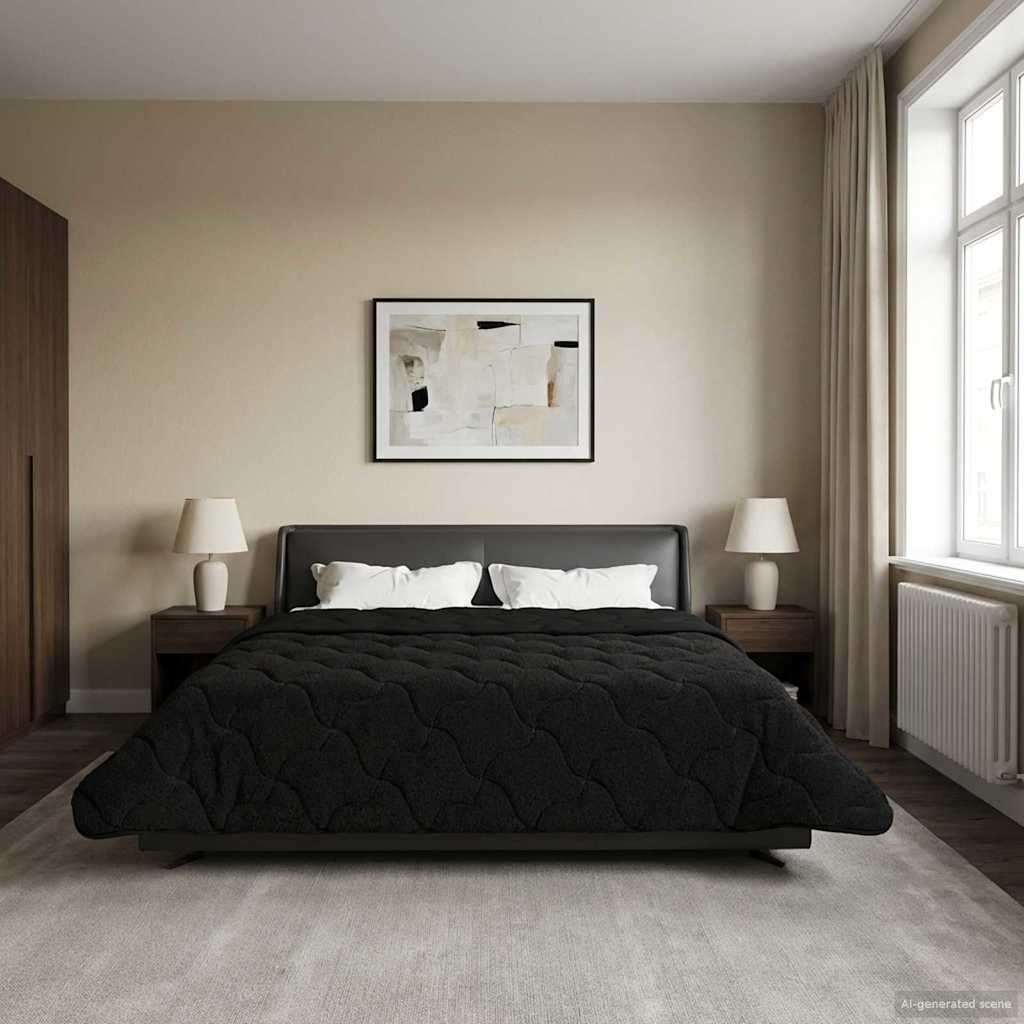 vidaXL Kołdra na cały rok Kwiłtowany Czarny 200 x 240 cm