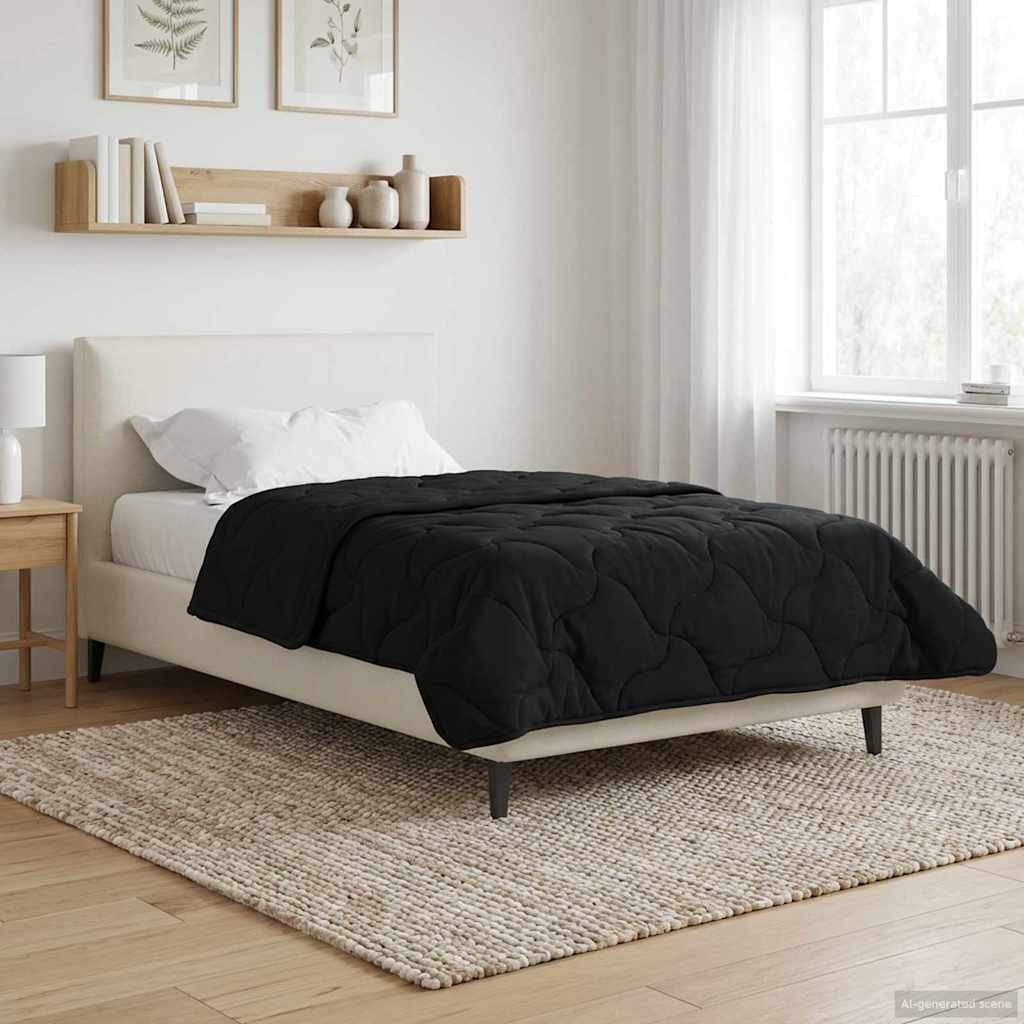 vidaXL Kołdra na cały rok Kwiłtowany Czarny 140 x 220 cm