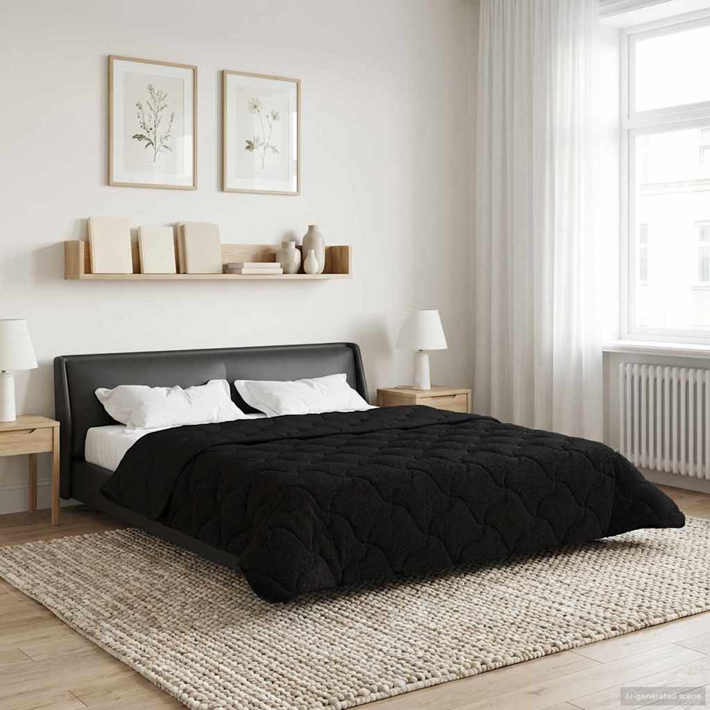 vidaXL Kołdra na cały rok Kwiłtowany Czarny 200 x 220 cm