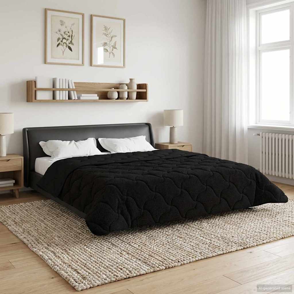 vidaXL Kołdra na cały rok Kwiłtowany Czarny 220 x 240 cm