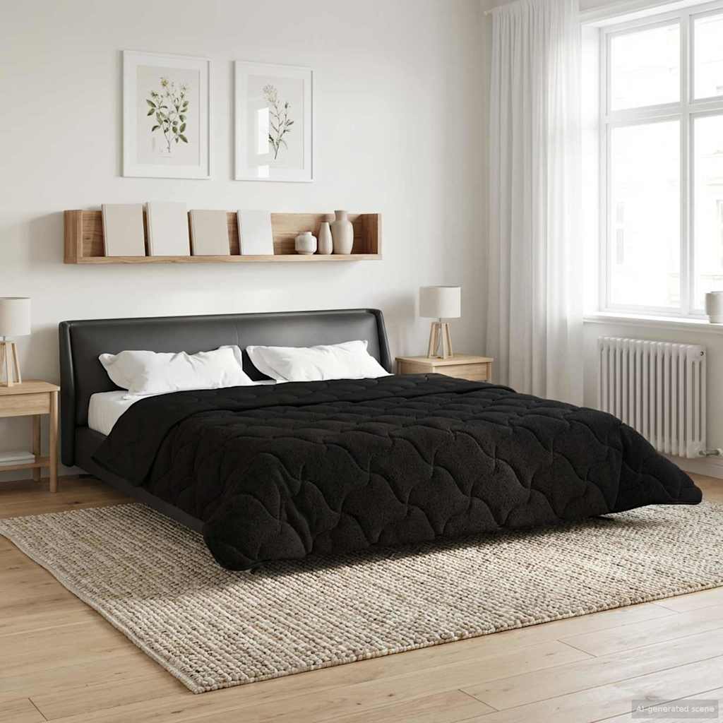 vidaXL Kołdra na cały rok Kwiłtowany Czarny 220 x 260 cm