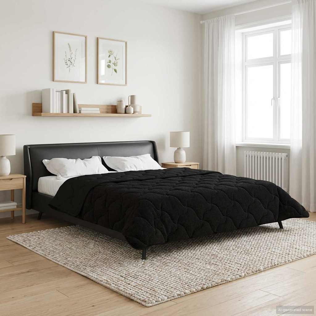 vidaXL Kołdra na cały rok Kwiłtowany Czarny 240 x 260 cm