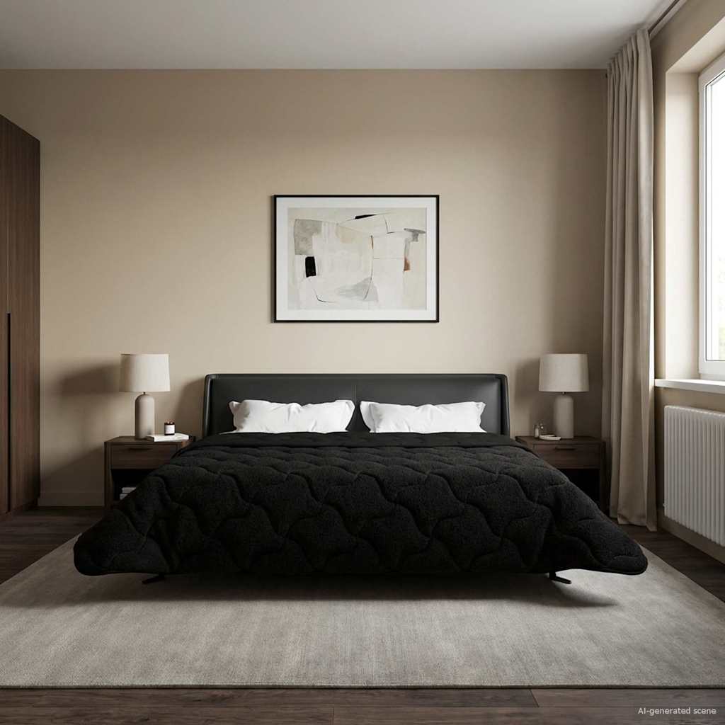 vidaXL Kołdra na cały rok Kwiłtowany Czarny 240 x 260 cm