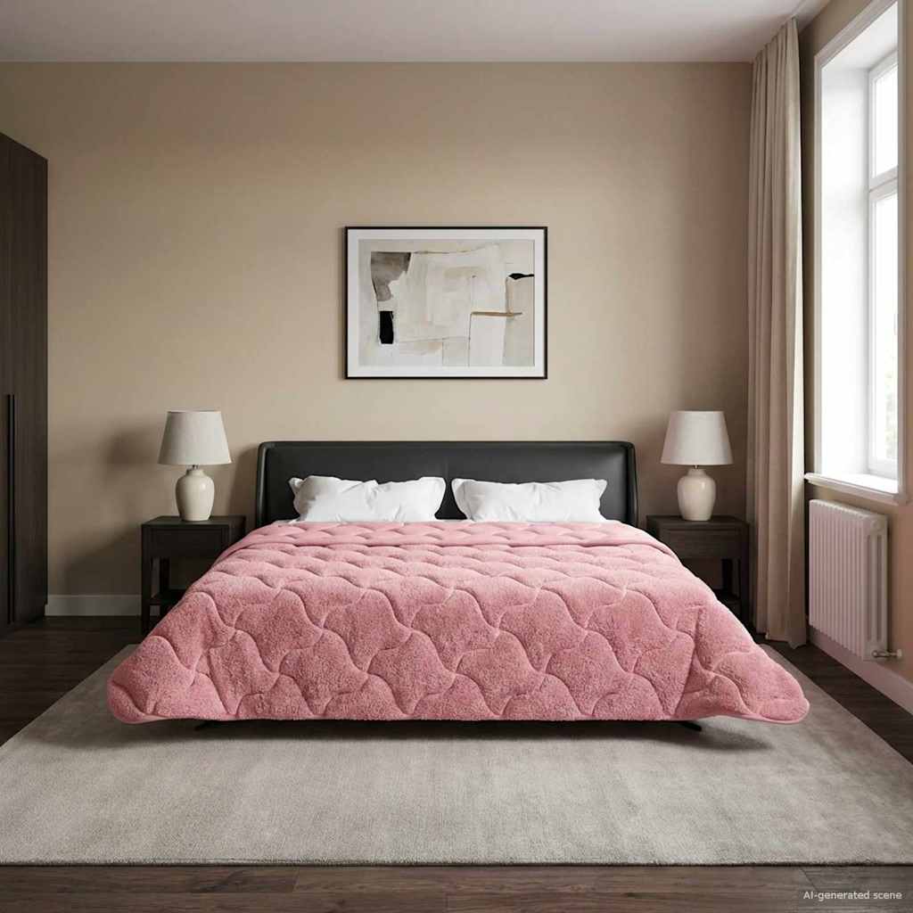 vidaXL Kołdra na cały rok Kwiłtowany Różowy 200 x 220 cm
