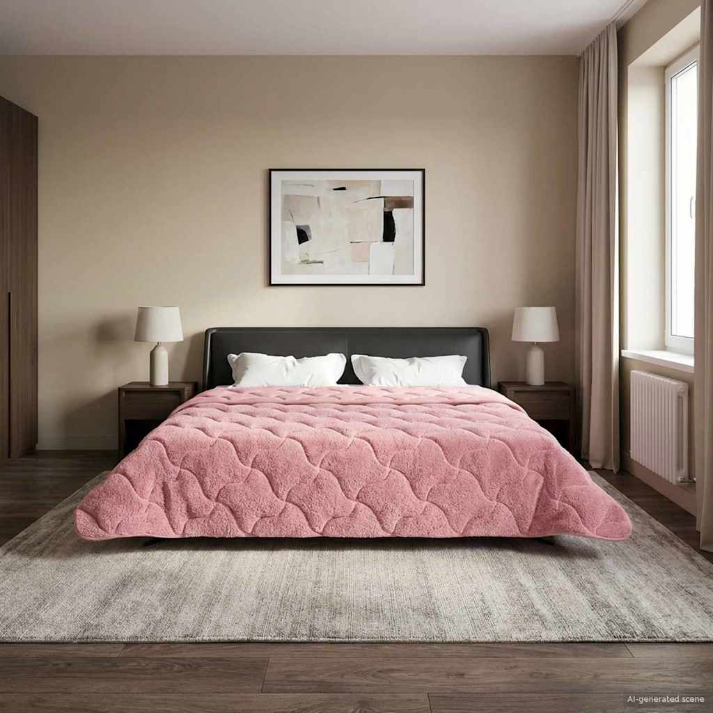 vidaXL Kołdra na cały rok Kwiłtowany Różowy 220 x 240 cm