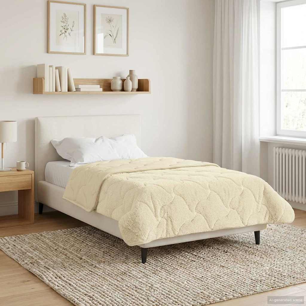vidaXL Kołdra na cały rok Kwiłtowany Kremowy 140 x 200 cm