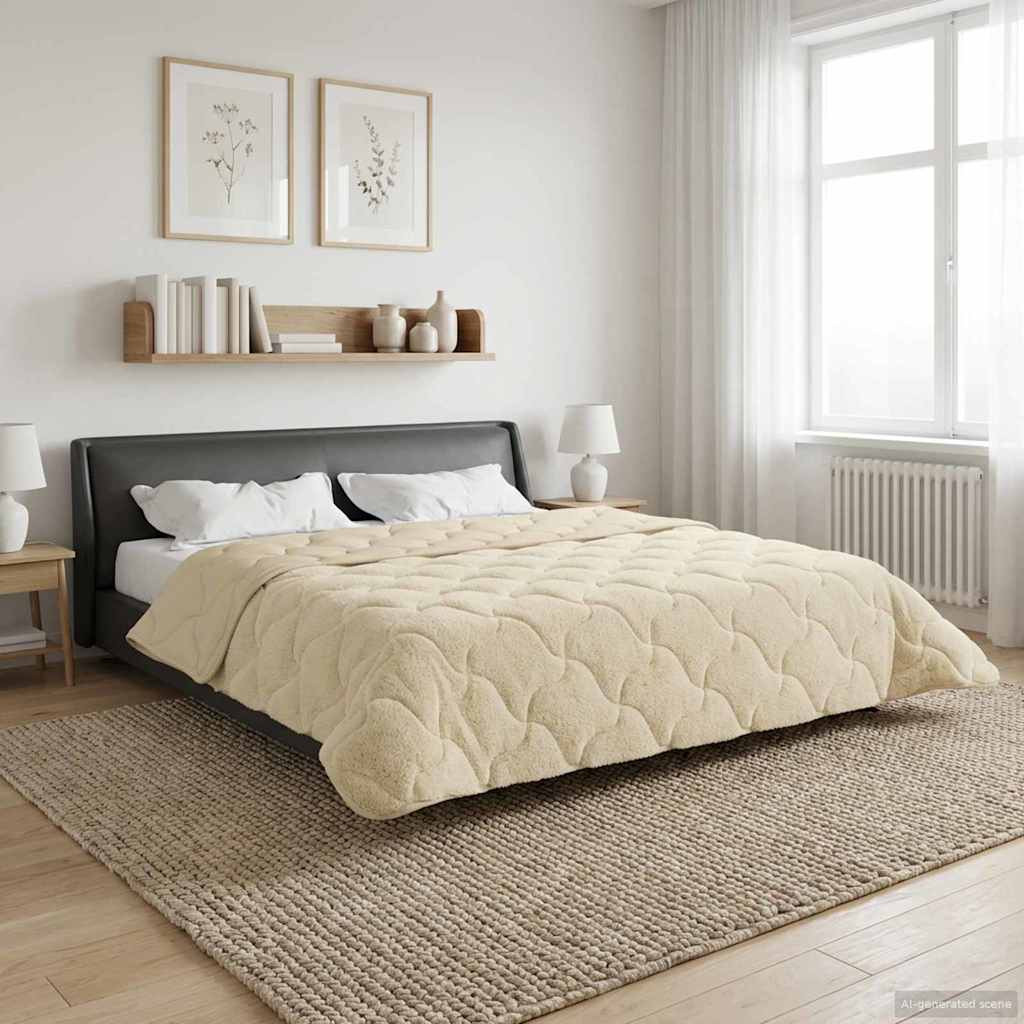vidaXL Kołdra na cały rok Kwiłtowany Kremowy 200 x 200 cm