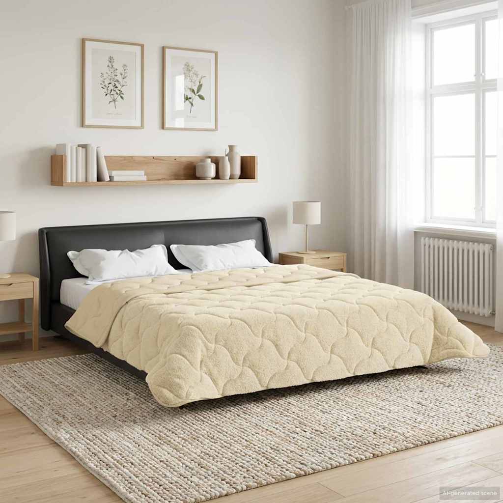 vidaXL Kołdra na cały rok Kwiłtowany Kremowy 200 x 240 cm