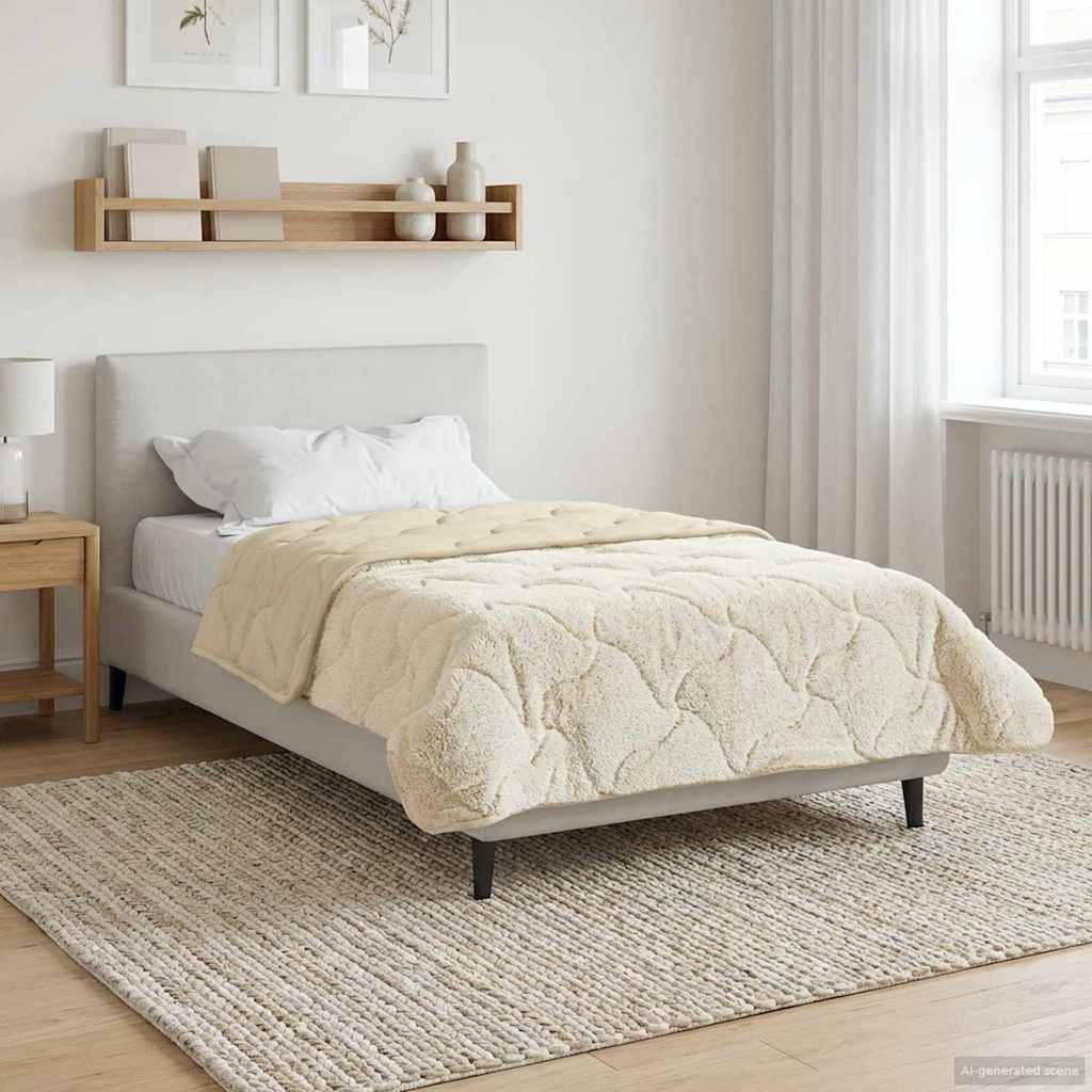 vidaXL Kołdra na cały rok Kwiłtowany Kremowy 135 x 220 cm