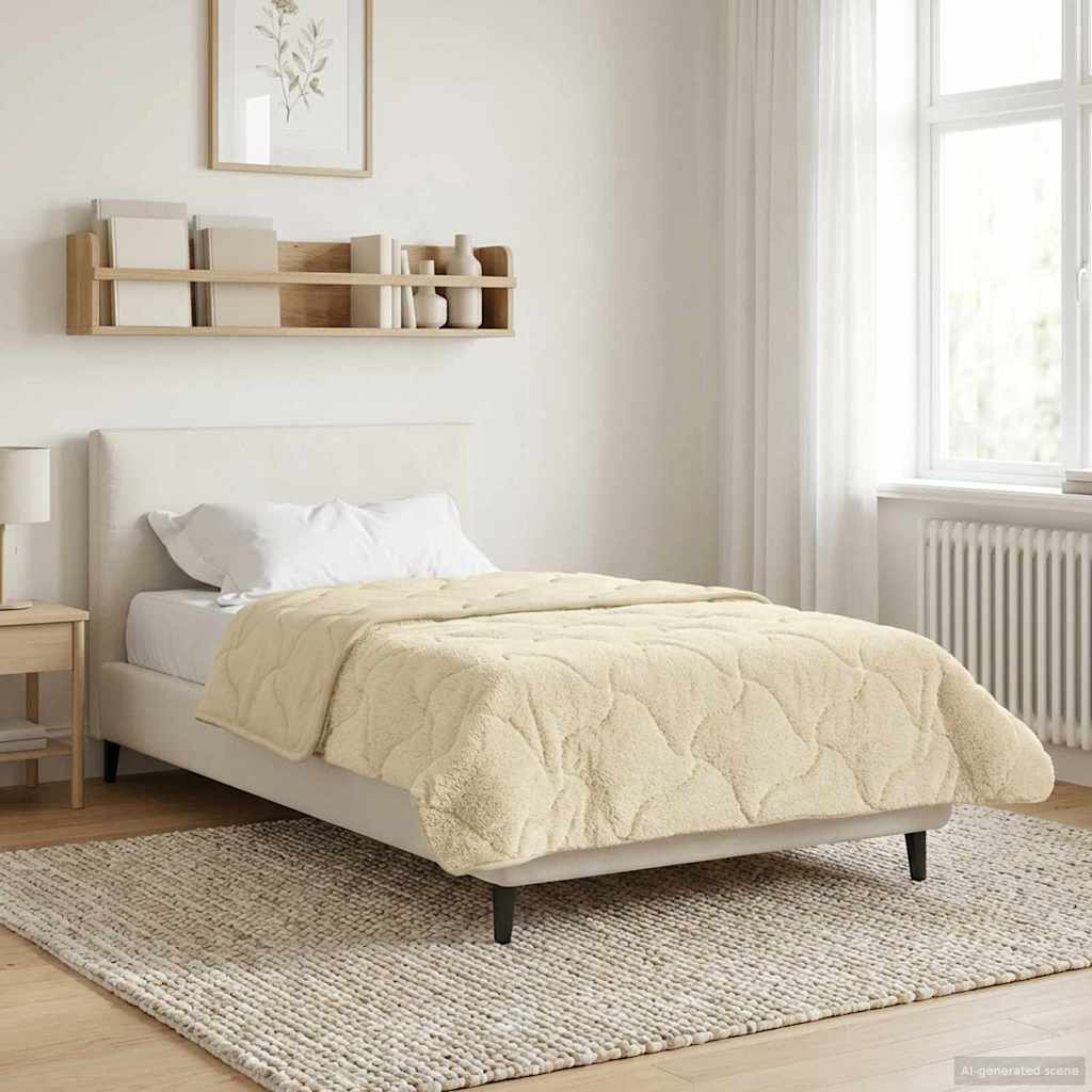 vidaXL Kołdra na cały rok Kwiłtowany Kremowy 140 x 220 cm