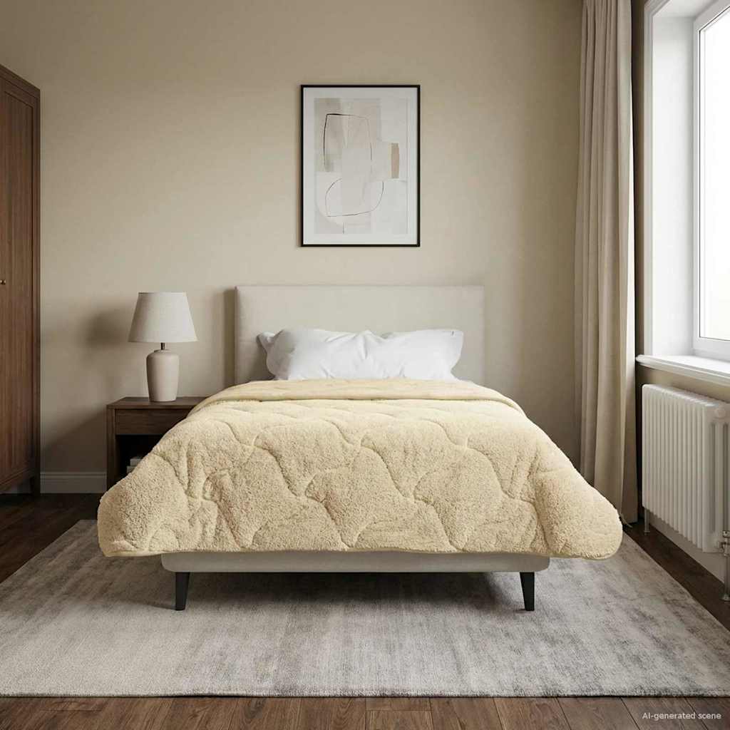 vidaXL Kołdra na cały rok Kwiłtowany Kremowy 140 x 220 cm