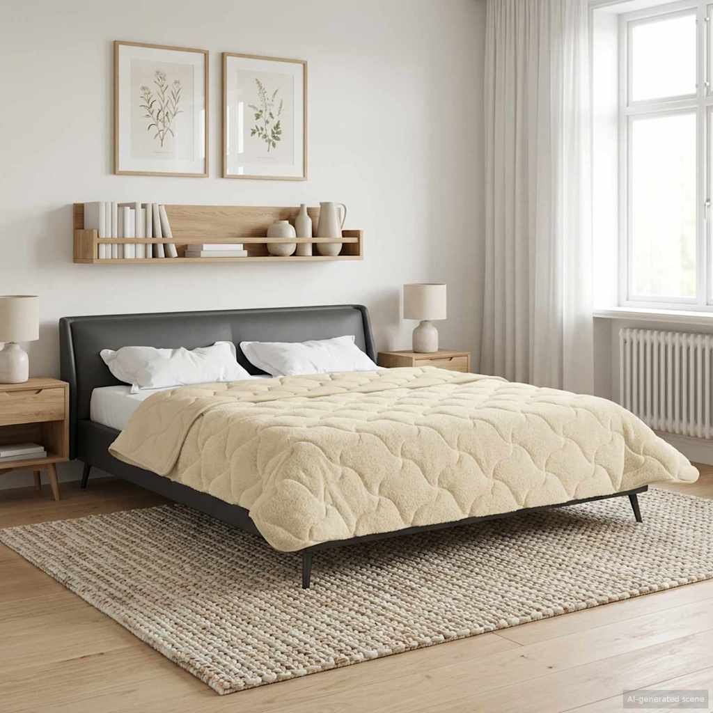 vidaXL Kołdra na cały rok Kwiłtowany Kremowy 200 x 220 cm