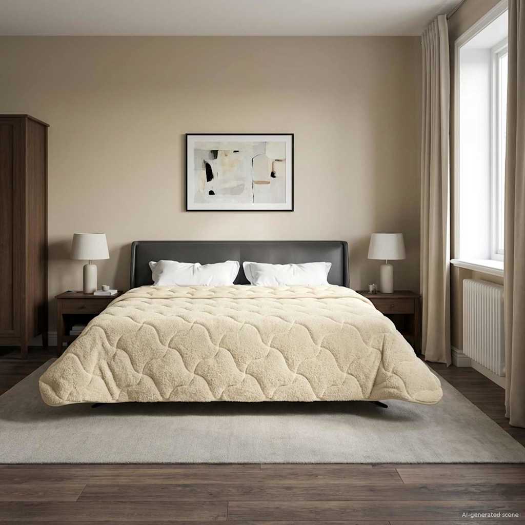 vidaXL Kołdra na cały rok Kwiłtowany Kremowy 200 x 220 cm
