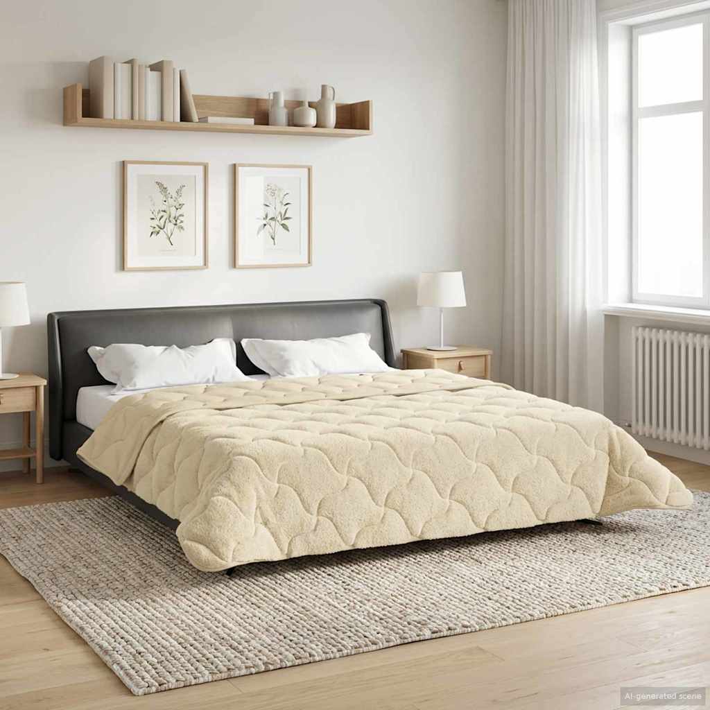 vidaXL Kołdra na cały rok Kwiłtowany Kremowy 220 x 240 cm