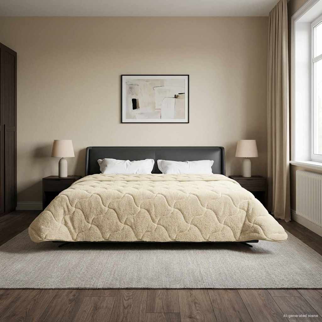 vidaXL Kołdra na cały rok Kwiłtowany Kremowy 220 x 240 cm