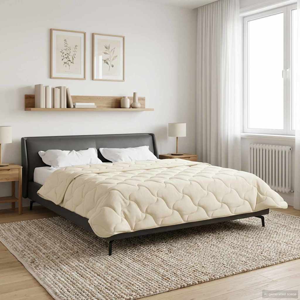vidaXL Kołdra na cały rok Kwiłtowany Kremowy 220 x 260 cm