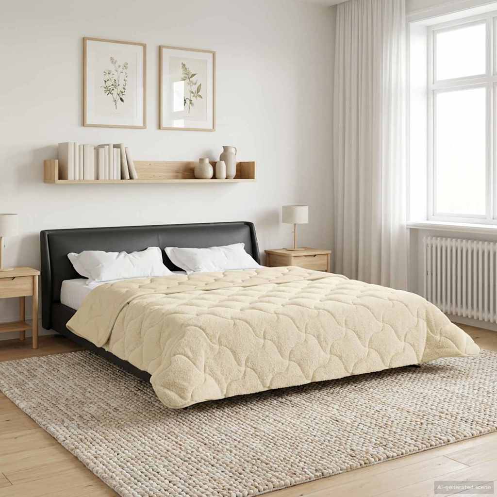 vidaXL Kołdra na cały rok Kwiłtowany Kremowy 240 x 260 cm