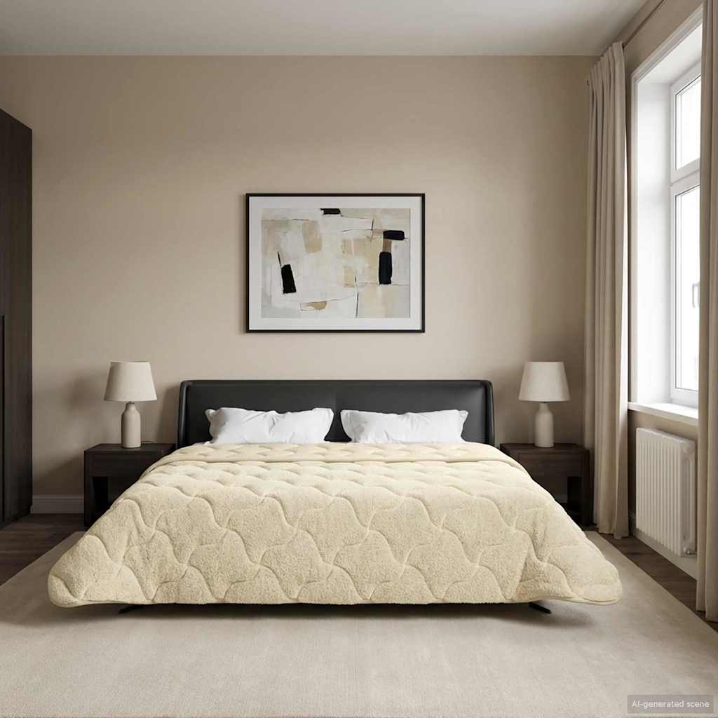 vidaXL Kołdra na cały rok Kwiłtowany Kremowy 240 x 260 cm