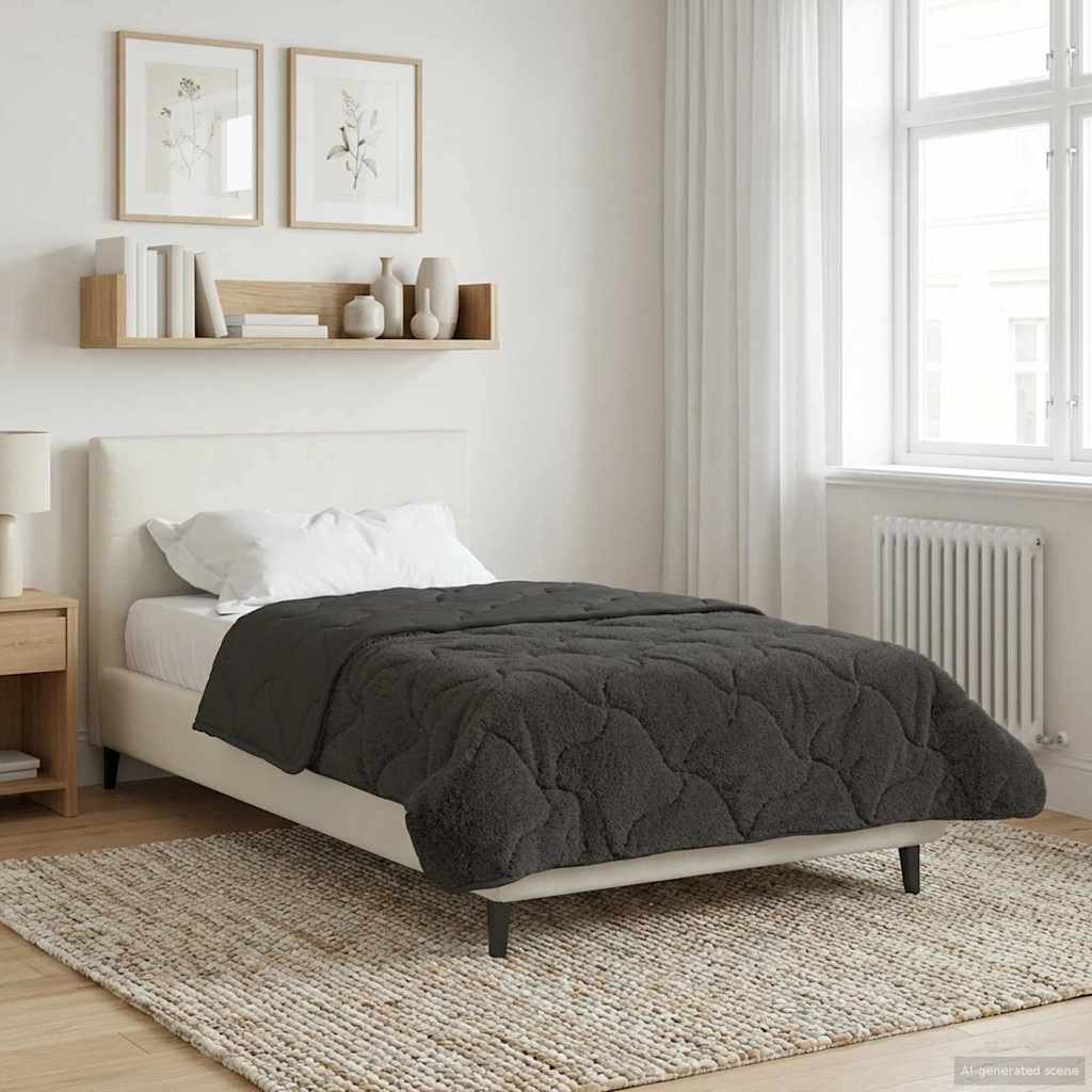 vidaXL Zimowa Kołdra Antracyt 135 x 200 cm Mikrofibra i Fleece Teddy