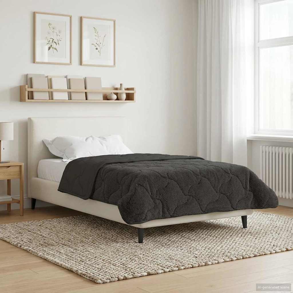 vidaXL Zimowa Kołdra Antracyt 140 x 220 cm Mikrofibra i Fleece Teddy