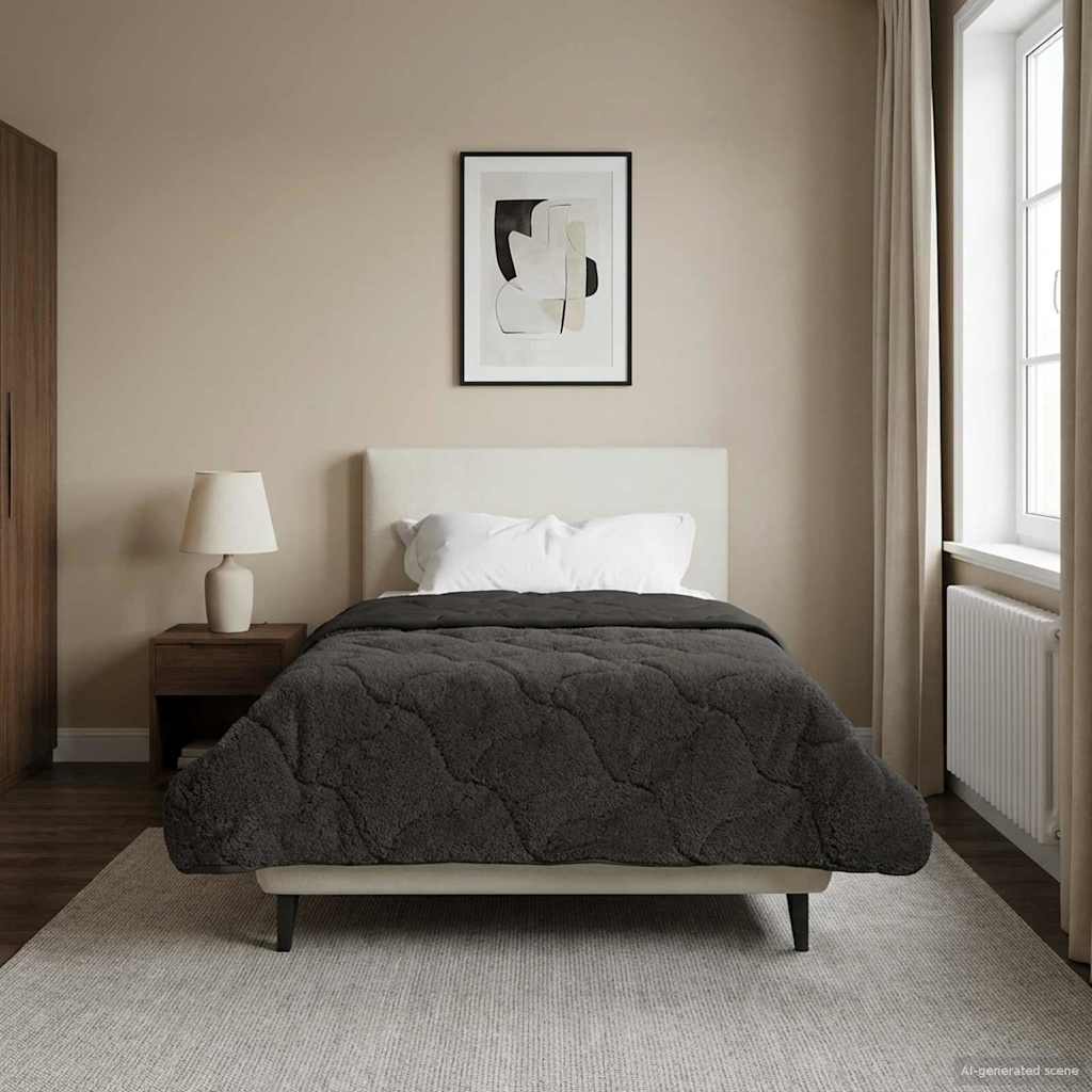 vidaXL Zimowa Kołdra Antracyt 140 x 220 cm Mikrofibra i Fleece Teddy