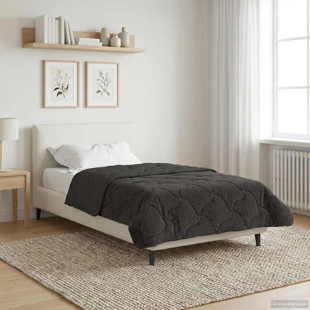 vidaXL Zimowa Kołdra Antracyt 155 x 200 cm Mikrofibra i Fleece Teddy