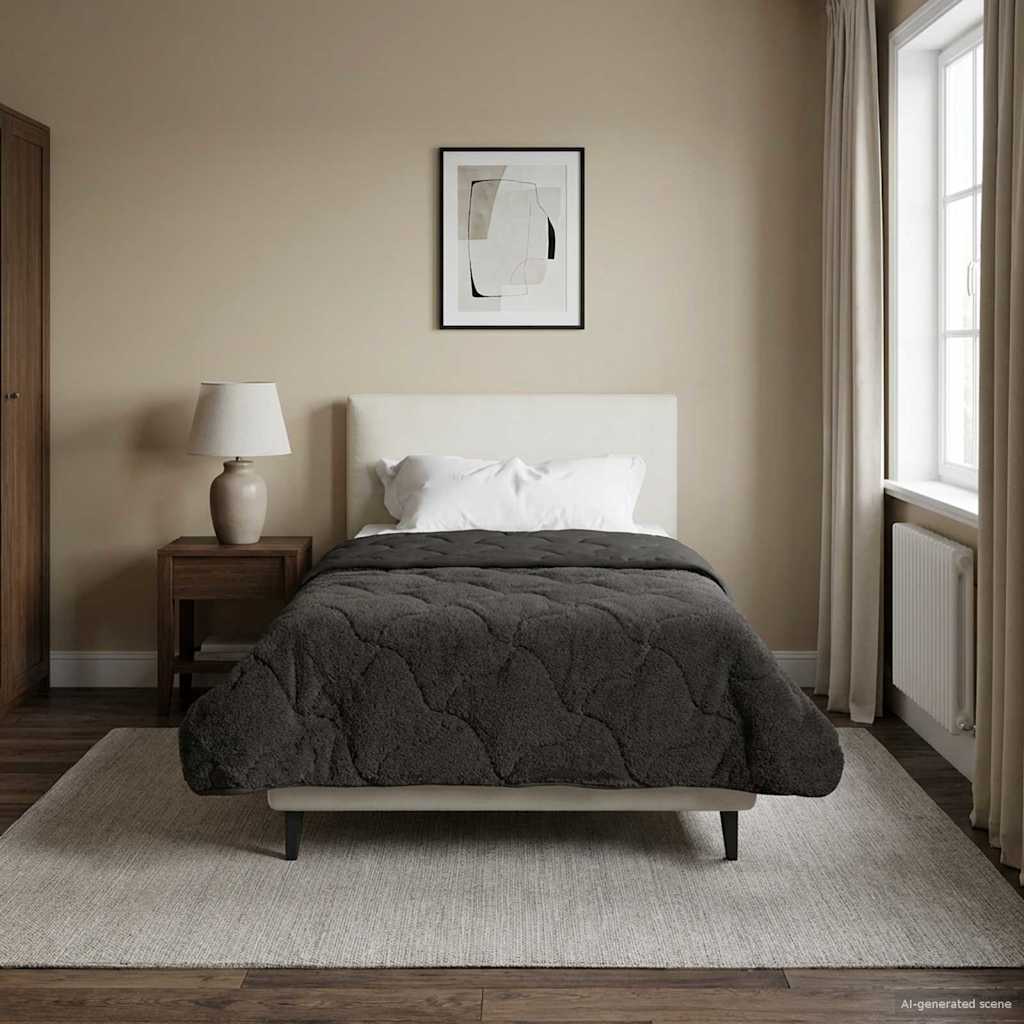 vidaXL Zimowa Kołdra Antracyt 155 x 200 cm Mikrofibra i Fleece Teddy