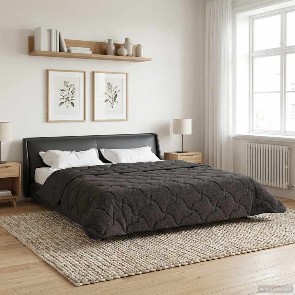 vidaXL Zimowa Kołdra Antracyt 200 x 200 cm Mikrofibra i Fleece Teddy