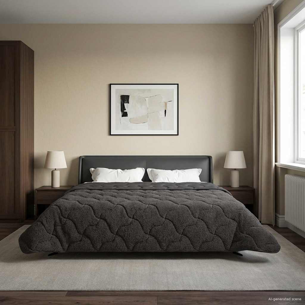 vidaXL Zimowa Kołdra Antracyt 200 x 240 cm Mikrofibra i Fleece Teddy