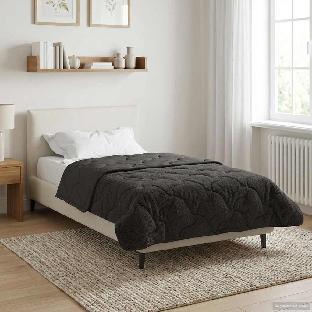 vidaXL Zimowa Kołdra Antracyt 135 x 200 cm Mikrofibra i Fleece Teddy