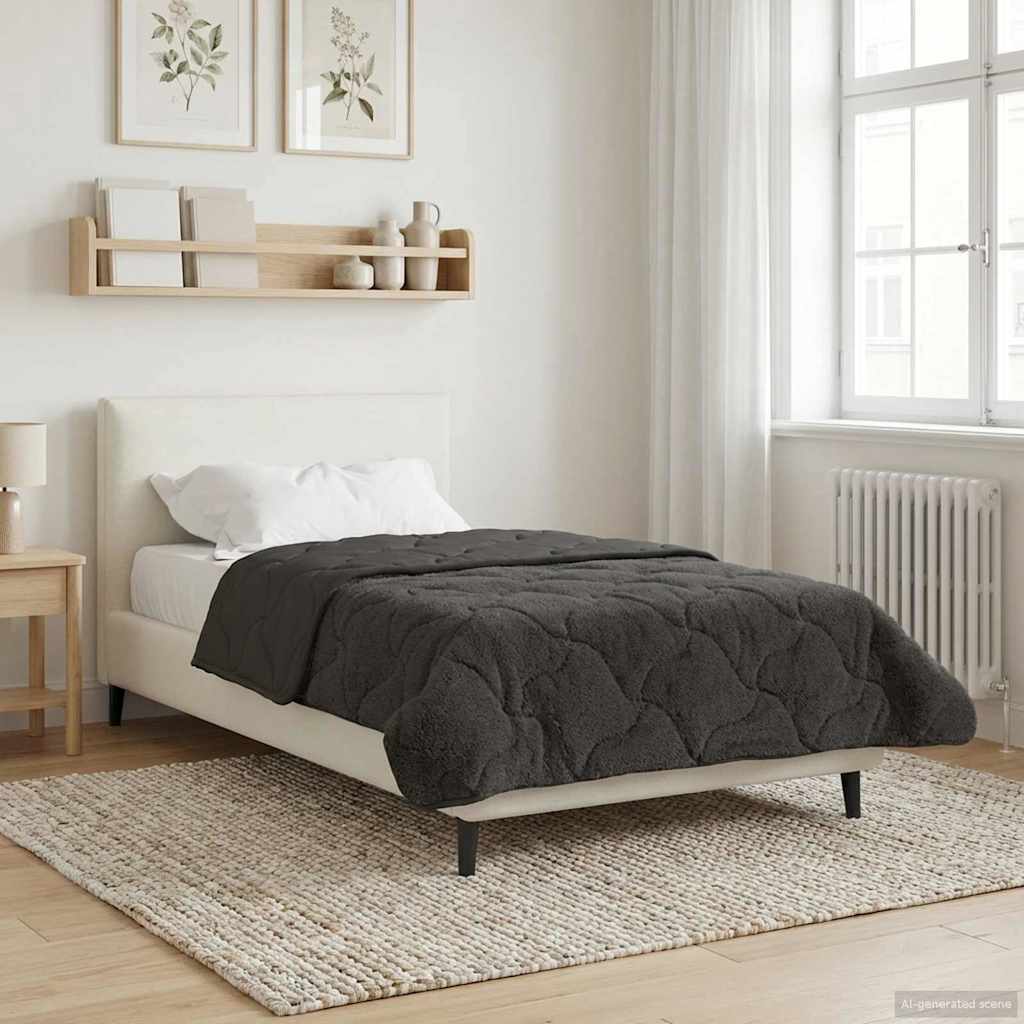 vidaXL Zimowa Kołdra Antracyt 140 x 220 cm Mikrofibra i Fleece Teddy