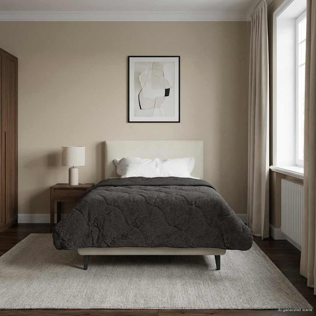 vidaXL Zimowa Kołdra Antracyt 140 x 220 cm Mikrofibra i Fleece Teddy